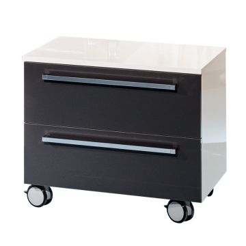 Badea Ergänzungsmöbel Rollenschrank - 60 cm, 2 Auszüge, 4 Rollen, 1 Abdeckplatte