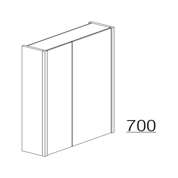 Badea Spiegelschrank 70 cm mit seitlicher Beleuchtung, bemaßte Skizze