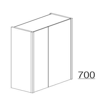 Badea Spiegelschrank 70 cm mit seitlicher Beleuchtung, bemaßte Skizze