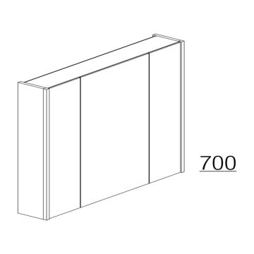 Badea Spiegelschrank 140 cm mit seitlicher Beleuchtung, bemaßte Skizze
