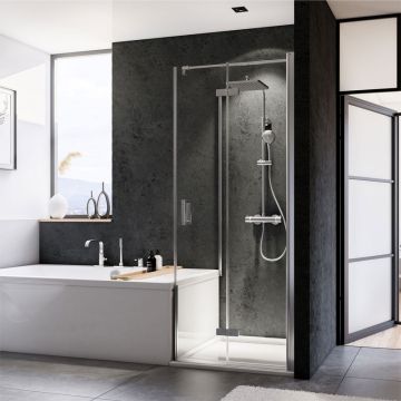 Breuer Panorama Duschtür mit verk. Seitenwand - 90 x 90 cm Drehfalttür