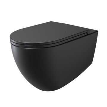 badshop.de Design WC-Set - Tiefspüler, spülrandlos, schwarz matt, WC-Sitz