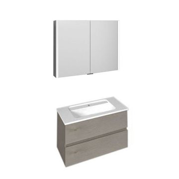 Burgbad Bel Badmöbel Set 14-3 - 81 cm, Spiegelschrank, Mineralguss-Waschtisch, U