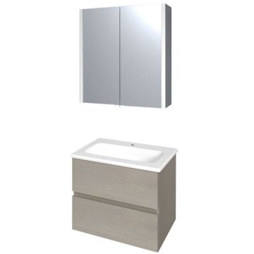 Burgbad Bel Badmöbel Set 1-3 - 63 cm, Spiegelschrank, Keramik-Waschtisch, Unters