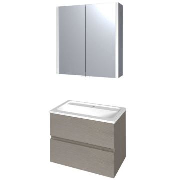 Burgbad Bel Badmöbel Set 2-2 - 61 cm, Spiegelschrank, Mineralguss-Waschtisch, Un