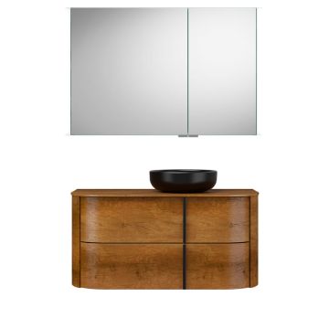 Burgbad Lavo 2.0 Badmöbel Set 19 - 102 cm, Spiegelschrank, Keramik-Aufsatzwascht