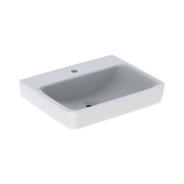 Geberit Renova Plan Waschtisch - Hahnloch, weiß, KeraTect