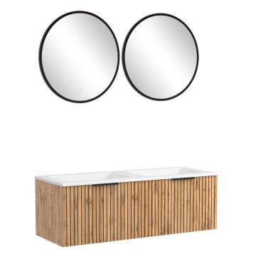 Held Möbel Ashton Badmöbel Set - 120 cm, 2 Flächenspiegel, Doppel-Mineralgussbec