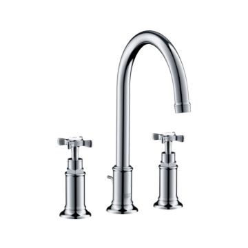 Axor Montreux Waschtischarmatur 180 mit Kreuzgriffen, Zugstangen-Ablaufgarnitur