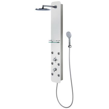 HSK Shower und Co Duschpaneel Softcube, polierter Edelstahl, Front weiß