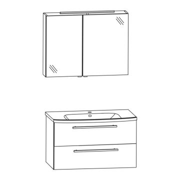 Laguna Kera.Home Badmöbel Set - 95 cm Skizze