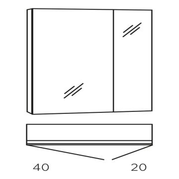 Marlin Bad 3980 Spiegelschrank - 60 cm Skizze
