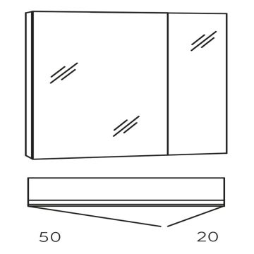 Marlin Bad 3980 Spiegelschrank - 70 cm Skizze
