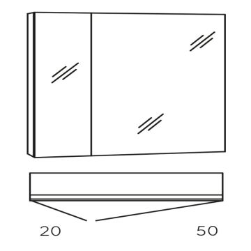 Marlin Bad 3980 Spiegelschrank - 70 cm Skizze