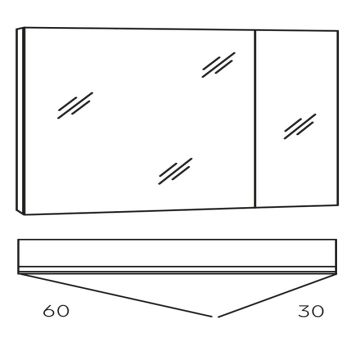 Marlin Bad 3980 Spiegelschrank - 90 cm Skizze
