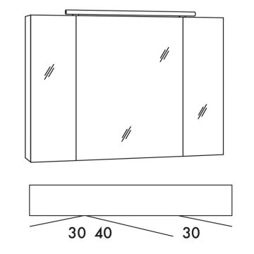 Marlin Bad 3400 Spiegelschrank - 102 cm Skizze