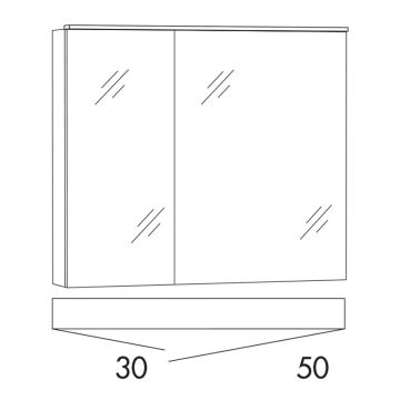 Marlin Bad 3020 - Life Spiegelschrank - 80 cm Skizze