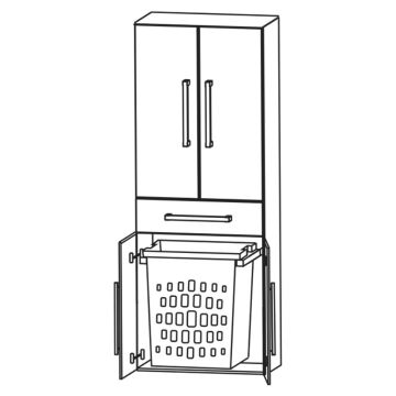 Puris Kera Plan Hochschrank 60 cm, Wäscheauszug, 4 Türen, 1 Schubkasten