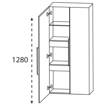 Puris Kera Plan Mittelschrank - 60 cm, mit 2 Türen, 2 Innenschubkästen Skizze