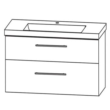 Puris Kera Plan Waschtisch mit Unterschrank - 122 cm Skizze