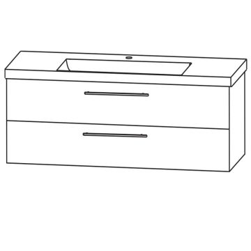 Puris Kera Plan Waschtisch mit Unterschrank - 142 cm Skizze