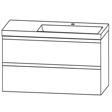 Puris Kera Plan Waschtisch mit Unterschrank - 122 cm Skizze