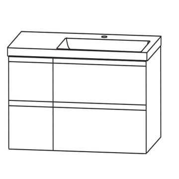 Puris Kera Plan Waschtisch mit Unterschrank - 92 cm Skizze
