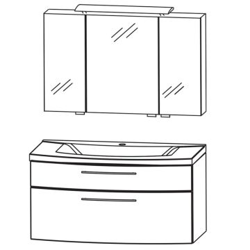 Puris Classic Line Badmöbel Set 2 - 91,2 cm Skizze