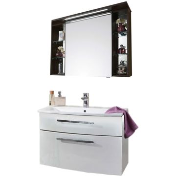 Puris Linea Badmöbel Set 1 70 cm mit Spiegelschrank und Mineralguss WT