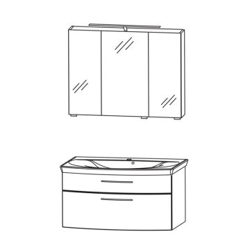 Puris Vuelta Badmöbel Set 1 - 91 cm, Spiegelschrank Serie A, B oder C