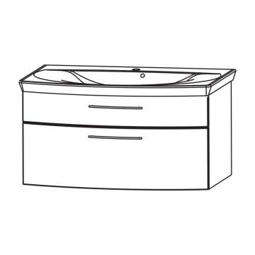 Puris Vuelta Waschtisch mit Unterschrank 91 cm mit 2 Auszügen Skizze