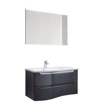 Puris Purefaction Badmöbel Set 10 - 91 cm 2 Auszüge, Flächenspiegel