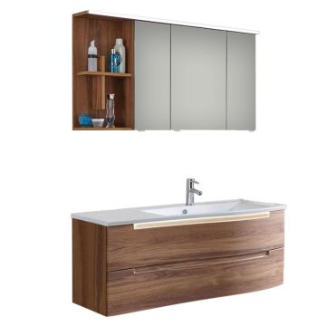 Puris Purefaction Badmöbel Set 7 - 121 cm 2 Auszüge, Spiegelschrank