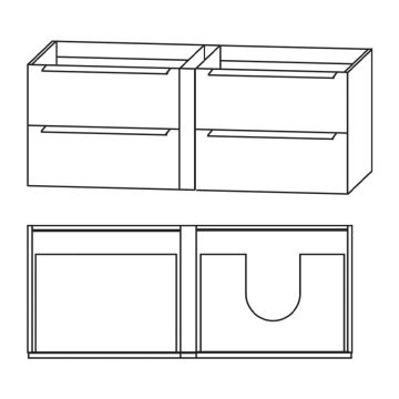 Puris Modern Life Waschtischunterschrank - 126 cm Skizze links