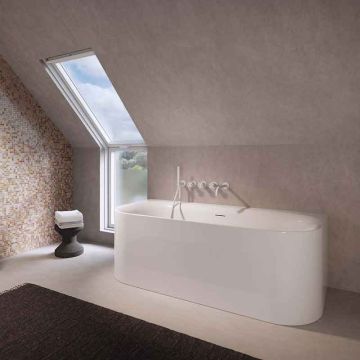 Riho Badewannen Oval-Badewanne Devotion Back2Wall mit Sparkle Mood System, Ambie
