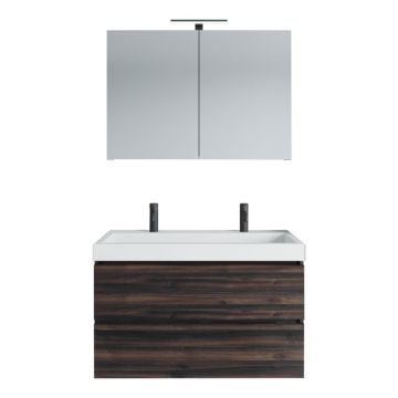 Riho Spring Vow Badmöbel Set 4 - 100 cm, Spiegelschrank, Mineralguss-DoppelWT