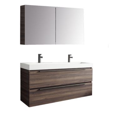 Riho Spring Vow Badmöbel Set 5 - 120 cm, Spiegelschrank, Mineralguss-DoppelWT