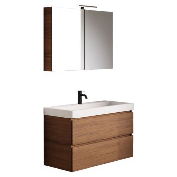 Riho Spring Vow Badmöbel Set 8 - 100 cm, Spiegelschrank, Mineralguss-Waschtisch