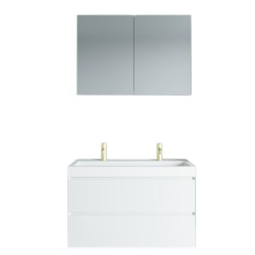 Riho Spring Vow Badmöbel Set 9 - 100 cm, Spiegelschrank, Mineralguss-DoppelWT