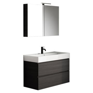 Riho Spring Rise Badmöbel Set 3 - 100 cm, Spiegelschrank, Keramik-Waschtisch, WT