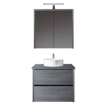 Riho Porto Bowl Badmöbel Set - 61 cm Eiche Azabache Dunkelgrau