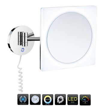 Smedbo OUTLINE Kosmetikspiegel Dual LED viereck Verchromt