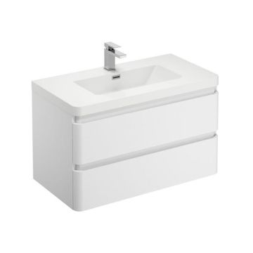 Treos Badmöbel mit Hahnloch Weiss Lack Freistellung