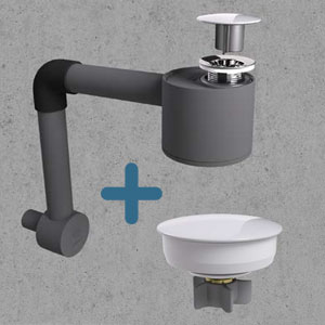 Clean Flow Siphon mit Push-to-Open und Überlaufschutz: Clean Flow Siphon mit Push-to-Open und Überlaufschutz