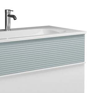 mit Plisséefront - Eisblau Softmatt: mit Plisséefront - Eisblau Softmatt