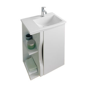 Beckenmulde und Türanschlag rechts - Regal links: Beckenmulde und Türanschlag rechts - Regal links