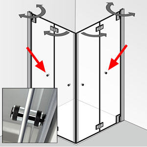 zusätzliche Knaufgriffe am 2. Türelement - links und rechts: zusätzliche Knaufgriffe am 2. Türelement - links und rechts