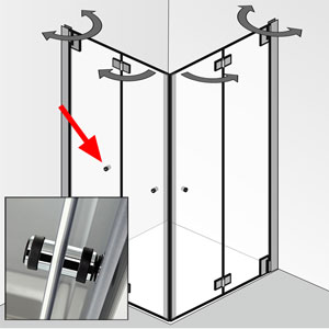 mit zusätzlichen Knaufgriff am 2. Türelement - links: mit zusätzlichen Knaufgriff am 2. Türelement - links