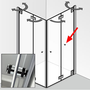 mit zusätzlichen Knaufgriff am 2. Türelement - rechts: mit zusätzlichen Knaufgriff am 2. Türelement - rechts