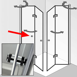 mit zusätzlichen Knopfgriff am 2. Türelement - links: mit zusätzlichen Knopfgriff am 2. Türelement - links